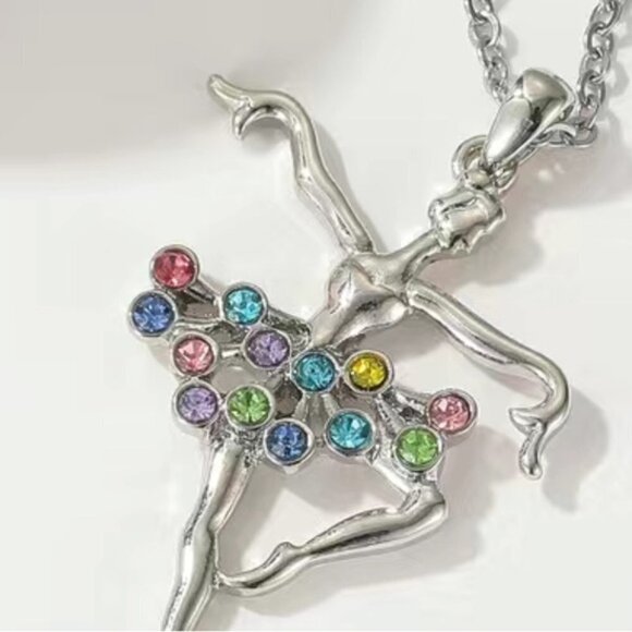 Ballerina Dancing Necklace Pendant Chain Creative Colorful With Gift Pouch - Picture 11 of 15